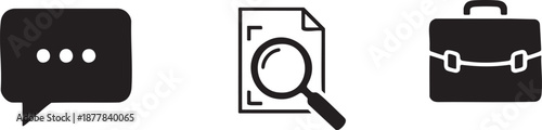 Briefcase Chat Search and Professional Communication Icons