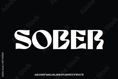 Bold modern trendy psychedelic alphabet display font vector illustration