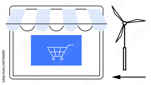 E-commerce sustainability. E-commerce combines renewable energy for eco-friendly practices. E-commerce fosters efficiency and environmental awareness. For online shopping, green tech, renewable