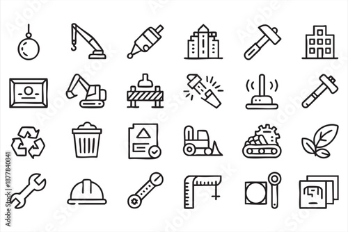 Development Workflow Icons for Construction SaaS, Process Tools
