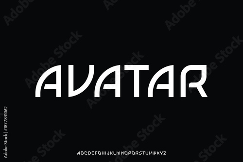Unique modern geometric display font vector for logo and headline design. Avatar typeface