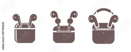 Icon representing Wireless Headphones on a white background. Airpods icon. Wireless Headphones