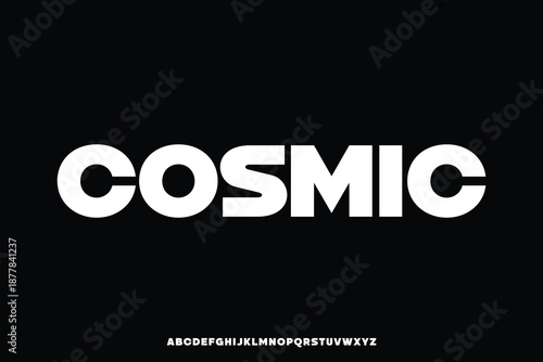 Modern bold clean sans serif alphabet font vector for logo branding. Techno cosmic typeface