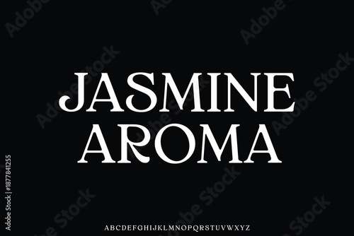 Elegant beautiful serif alphabet display font vector for logo branding. Jasmine aroma typeface