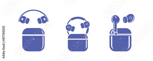 Wireless Headphones emblem isolated on a white background. Icon of Airpods. Wireless Headphones