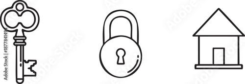 Digital Security Key Access and Privacy Protection Icons