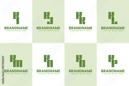 Letters KI KJ KK KL KM KN KO KP Logo Monogram Set, for IK JK K LK MK NK OK PK initials