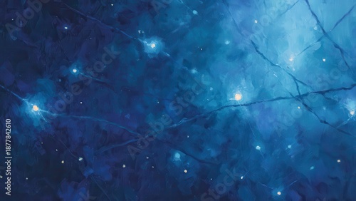 神経シナプス構造を表現した青い抽象アート背景