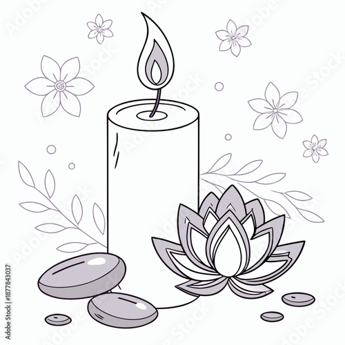 Serene candle and lotus illustration
