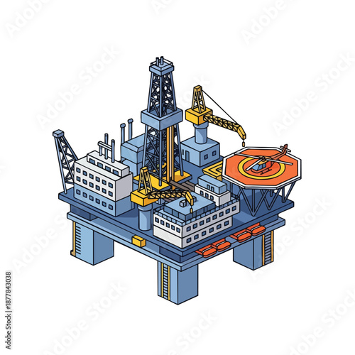 Offshore Oil Rig Platform Illustration