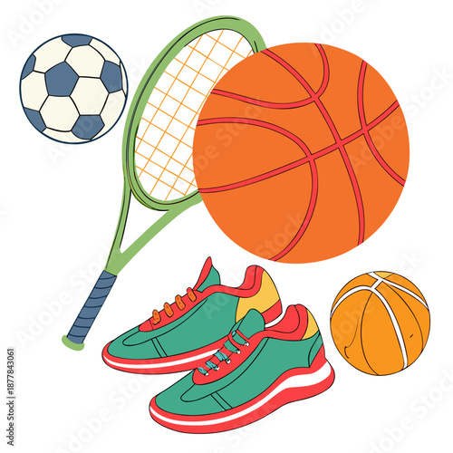 Sports equipment illustration