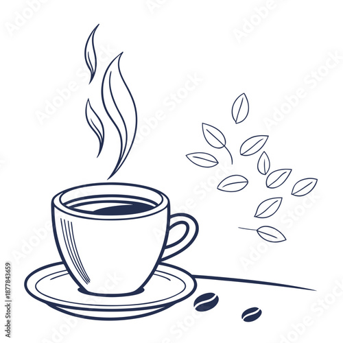 Steaming cup of coffee