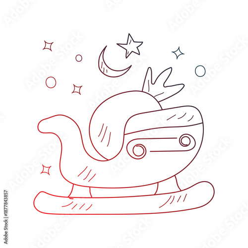 Sled  doodle icon with white background vector stock illustration