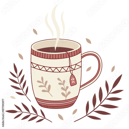 Cozy tea mug with steam