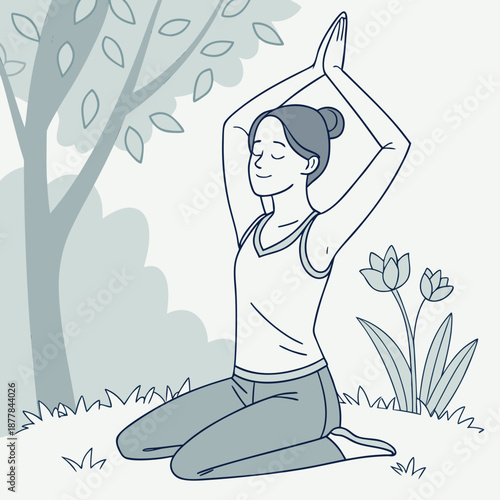 Woman practicing yoga in nature