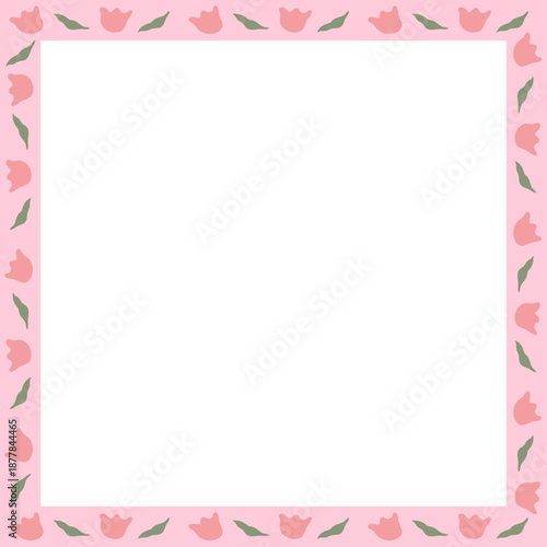 Square Pink Tulip Flower Valentine Frame