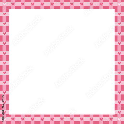 Square Pink Checkered Heart Frame