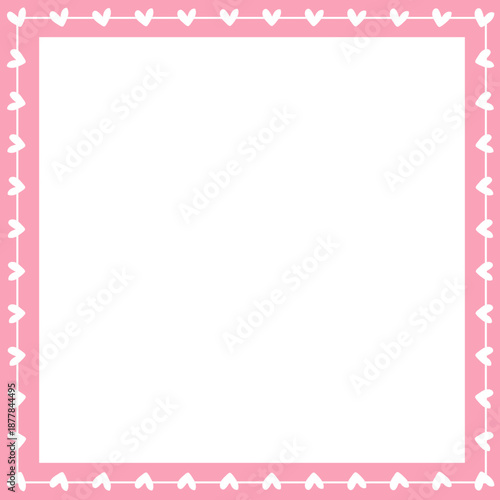 Square Soft Pink Heart Border Frame