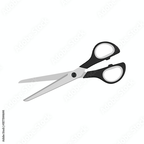 Sharp Scissors with Black Handles on White Background