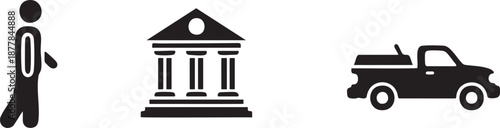 Government Transport Building and Law Justice Icons