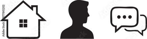Home User Chat Bubble and Social Profile Symbols