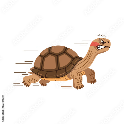 Speedy turtle racing fast with determined expression and motion lines