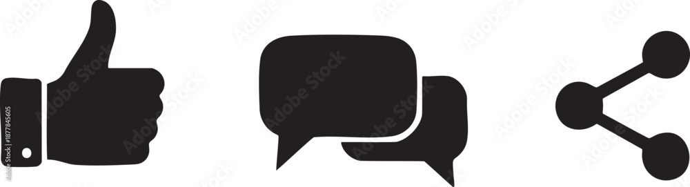Naklejka premium Social Media Like Comment and Share UI Icons