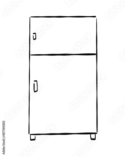 冷蔵庫のシンプルな手書き風のイラスト