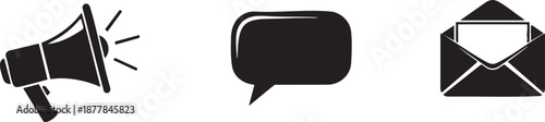 Marketing Communication Megaphone and Business Mail Icons