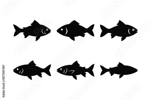 Fish Silhouette Minimal Flat Vector Illustration