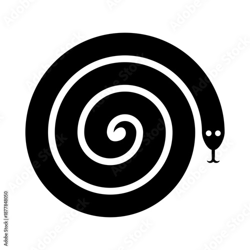 渦巻きのような舌を出したヘビのアイコン　ベクターイラスト