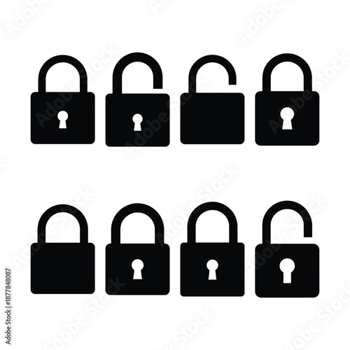 Lock Silhouette Minimal Flat Vector Illustration