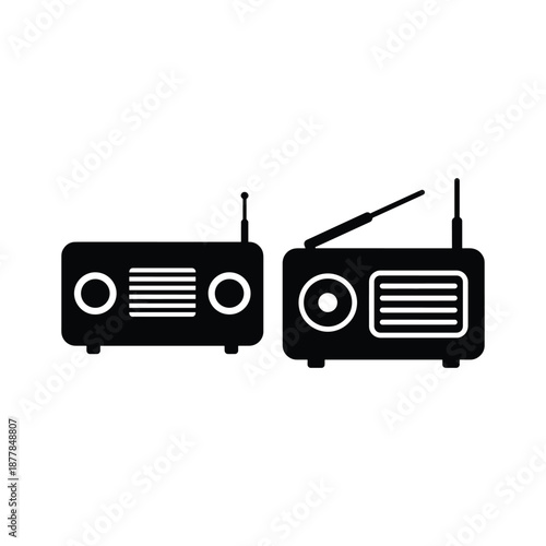 Radio Silhouette Minimal Flat Vector Illustration