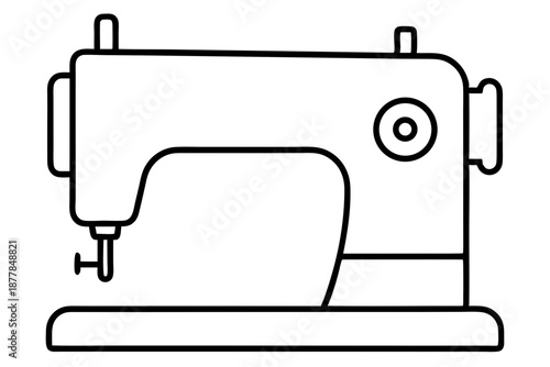 Minimal Sewing Machine Icon – DIY Craft Outline Vector Illustration