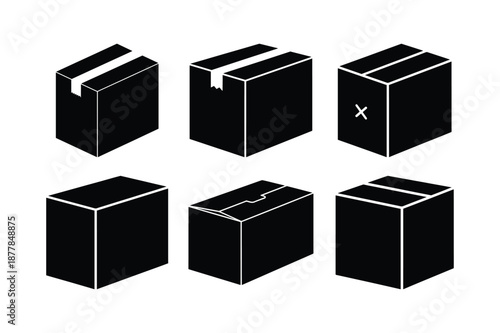 Product Box Silhouette Minimal Flat Vector Illustration