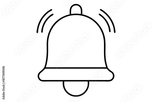 Muted Notification Bell Line Art Icon – Silent Alert Outline Symbol for Apps