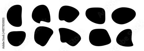 Set of blobs icon. Vector set of black blobs. Organic blob shapes collection on white background.