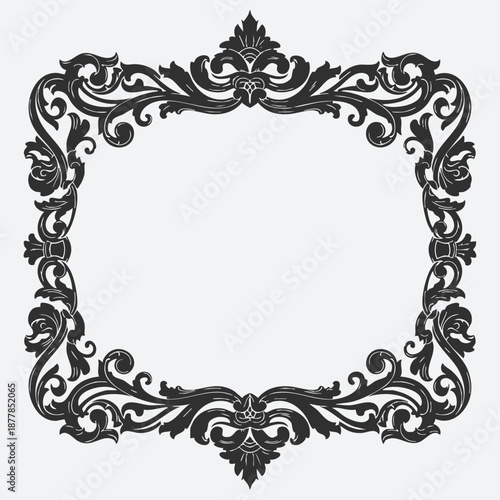Elegant Vintage Frame Floral Silhouette 