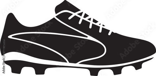 Black soccer cleat silhouette with white accents and laces