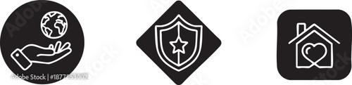 Security and Real Estate Shield with House Icons