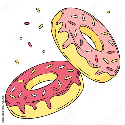 Delicious pink frosted donuts