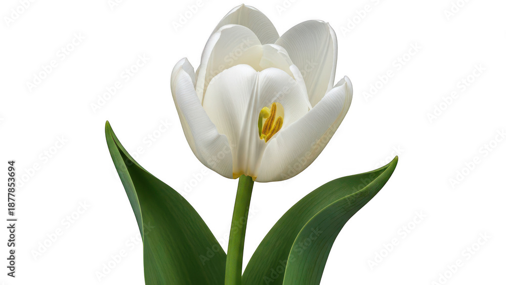 Fototapeta premium White tulip flower isolated on transparent background isolated on transparent background
