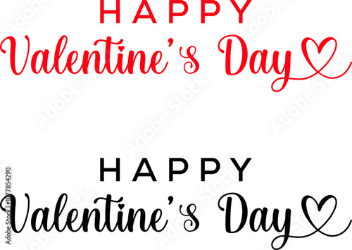 Happy Valentine's Day calligraphy with hearts elements white background. Valentine's Day greeting card, poster, banner, template wallpaper. 14 February sticker, label, badge. Vector art.