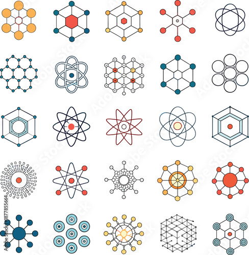 Visual Grid of Atomic, Molecular, and Structural Icons for Chemistry, Physics, Nanotechnology, and Materials Science Education and Illustration