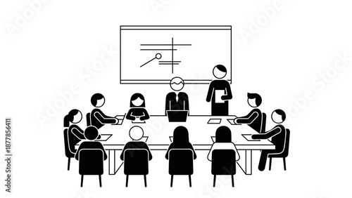 Business Team Meeting with Presentation.