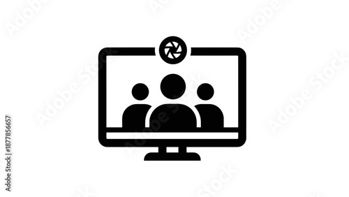 Computer Monitor Showing Video Conference Call.