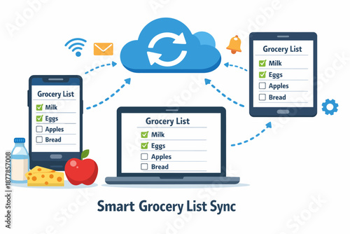 Smart grocery list sync across devices with cloud integration