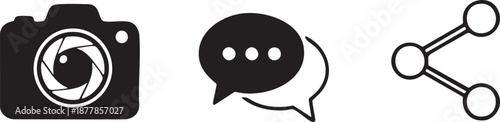 Social Media Camera Share and Chat Interface Icons