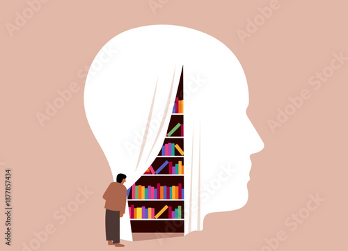 Mental library memory storage illustration
