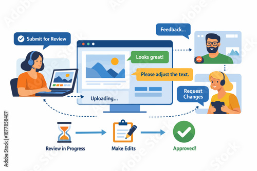 Collaborative online feedback process with diverse user interactions and real-time editing workflow
